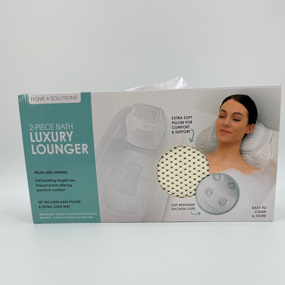 Home + Solutions 2-Piece Luxury Bath Lounger Mat & Pillow Spa Comfort Non-Slip - Picture 2 of 16
